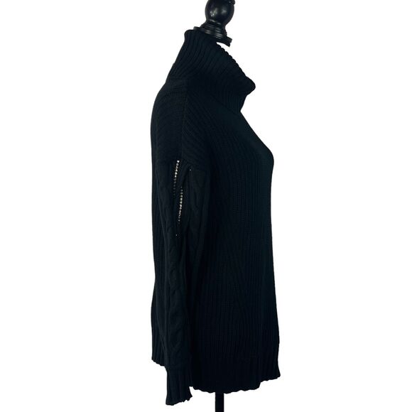 INC International Concepts Small Sweater Cowl Neck Rhinestones Long Sleeve Black - Picture 2 of 9